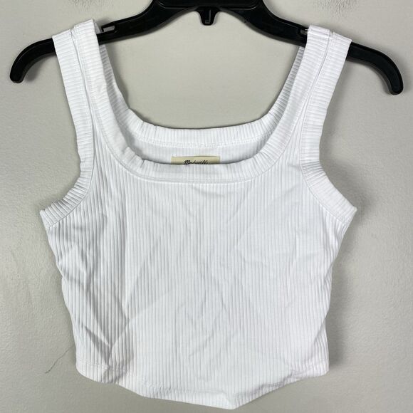 Madewell White The Tailored Crop Tank in Sleekhold Top Sz XXS NEW - Picture 2 of 6
